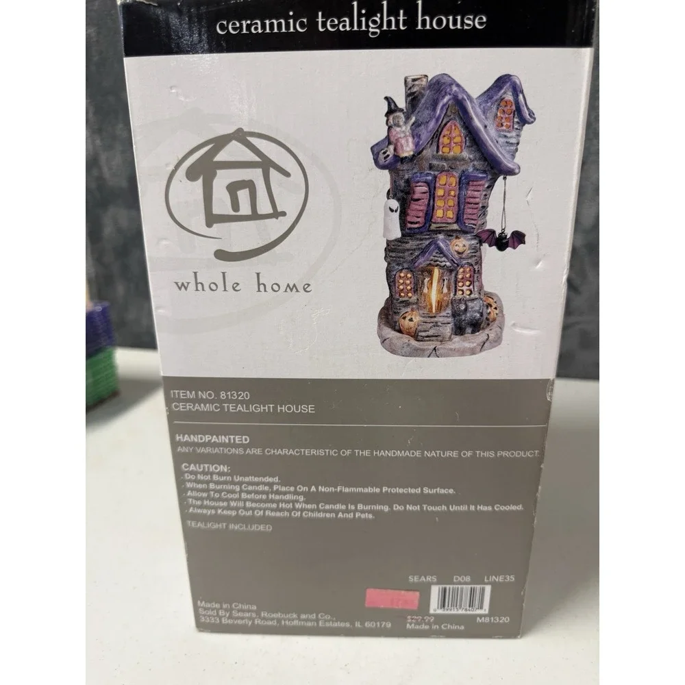 Hallmark Keepsake Votive Candle Haunted House Ceramic Colorful Brand New 11